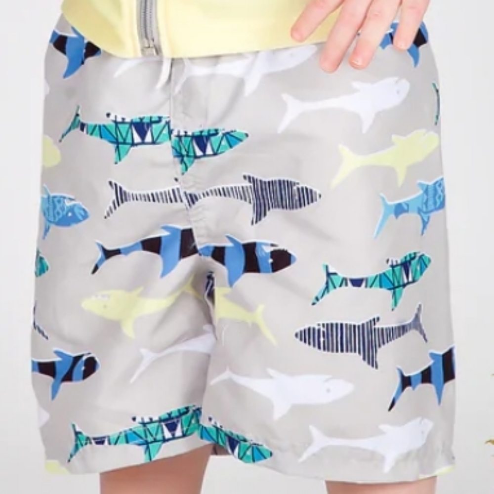 Swimzip Boys Shark Feast Swim Trunks Shorts With Liner Size 2T